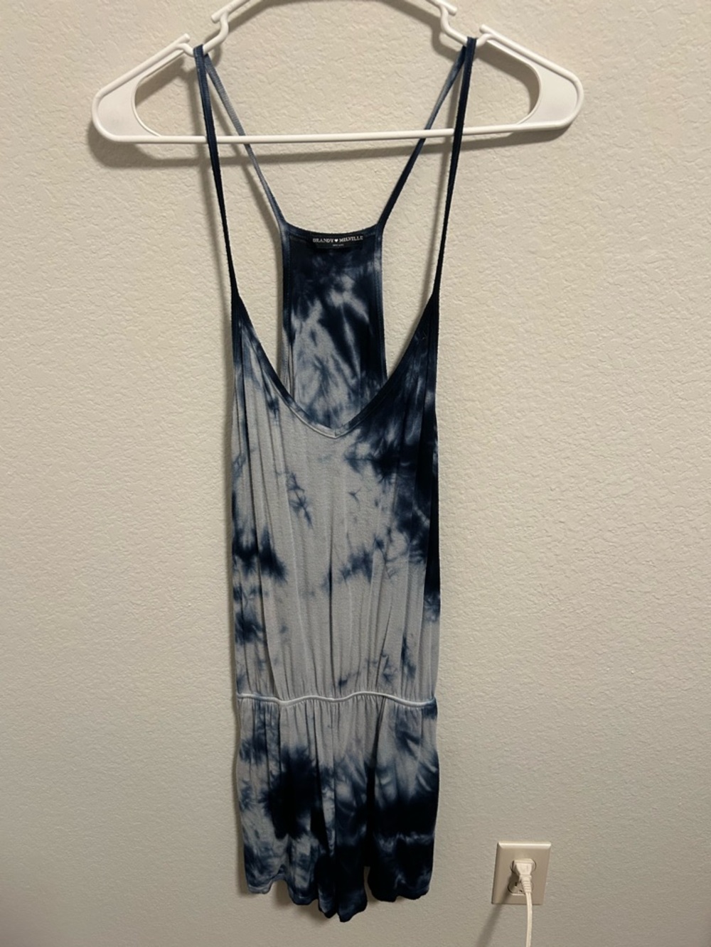 Brandy Melville Tie-Dye Navy & White Romper